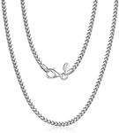 Amberta 925 Sterling Silver Necklace for Men - Franco Chain 2.5 mm: Mens Silver Chain Necklace 24 inch/ 60 cm