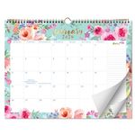 S&O Watercolor Floral Wall Calendar from January 2024-June 2025 - Tear-Off Monthly Calendar - 18 Month Academic Wall Calendar- Hanging Calendar to Track for Anniversaries & Appointments- 13.5"x10.5”in