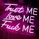 QiaoFei LED "Trust Me Love Me Me" Neon Sign Pink Word/Letters USB Powered Neon Lights for Room Home Bar Art Wall Decor Party Window Living Room Decor Christmas' Gift (Pink)