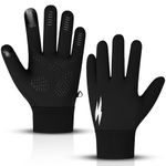 WESTWOOD FOX Winter Thermal Gloves Windproof Running Gloves Touch Screen Warm Anti Slip Silicone Cycling Gloves for Men Women, Elastic Cuff for Driving, Ski Running Football Sports (Black, L)