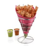 Urban Snackers Stainless Steel French Fry Holder Cone Basket Stand for Chips and Appetizers 22.5 Cm x 11 Cm