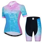 Blue Pink Womens Cycling Jersey Set