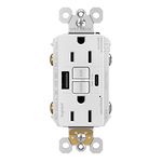 Legrand RadiantÃ‚® USB GFCI Outlet, 15A Tamper-Resistant, Self-Test, Type-A/C, White, 1597TRUSBACW