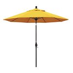 California Umbrella GSCUF908117-5457 9' Round Pole Fiberglass Rib Market Umbrella, Sunbrella Sunflower Yellow