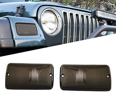KYYET Compatible with 1997-2006 Jeep Wrangler Driver and Passenger Side Turn Signal Side Marker Light Lens Housing Replace for 55157033AA 55157032AA ;(Smoke Lens)