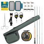 SF Fly Fishing Rod Combo Starter Kit 4 Piece 3WT 7.6FT Emerald Green 24T Carbon Fiber Trout Fly Rod with Reel, Rod case, Fly Box with Flies,Tapered Leader, Knot Tying Tools