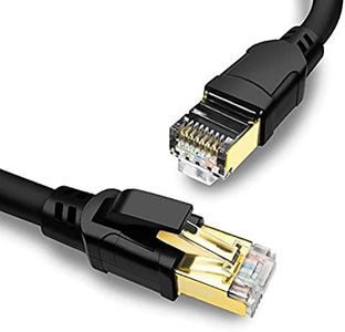 Yauhody CAT8 Ethernet Cable 1m, High Speed 40Gbps 2000MHz Internet Network LAN 26AWG Cables with Gold Plated RJ45 Connector for Router, Modem, PC, Switches, Hub, Laptop, Gaming, Xbox (1m/Black)