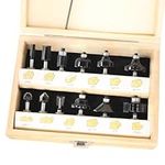 Akylin 12Pcs Router Bit Set 1/4 Inch Shank - K10 Tungsten Carbide Tipped Router Bits, Router Cutters with Carry Wood-Case + Wrench Key , for Woodworking Beginner