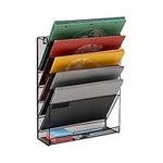 Mind Reader Wall Mounted Document Holder, Paper, File Tray, Office Organizer, 6 Compartment, Metal mesh, Black 6 Comp, 12.75 (L) x 4.25 (W) x 16 (H) inches