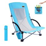 Nice C Beach Chair, Chaise de Plage, Beach Chairs Folding Backpack adults w/Cooler Compact High Back, Cup Holder & Carry Bag & Heavy Duty Outdoor, Camping, BBQ, Travel, Picnic, Festival (Set of 1 Blue)