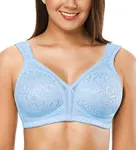 ZeroBound Women's Minimizer Bras Comfort Cushion Strap Wirefree Full Coverage Large Bust Non-Padded Bra Sky Blue