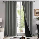 Deconovo Thermal Door Curtains for Living Room, Full Blackout Curtains Drapes with Black Liner, Windproof Eyelet Curtains Sliding Glass Door, 55 x 102 Inch(Width x Length), Light Grey, 1 Pair