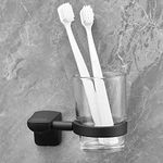 Plantex Aluminum Space Aluminium Tumbler Holder/Toothbrush Holder For Bathroom/Stand For Bathroom Accessories (Black)