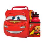 Boyz Toys Disney Pixar Cars 3D Thermal Lunch Bag for Kids at School with Sports Bottle - Insulated Snack Bag for Children with Drinks Bottle - Reusable Tote Cooler Lunch Box