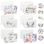 DUGYIRS Thank You Cards 48 Pack Thank U Greeting Card Small Thank You Cards Multipack with Stickers and Envelopes for Birthday Wedding Graduation Mothers Day （10.5cm X 14cm）