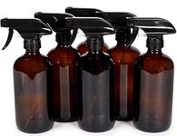 Vivaplex, 6, Large, 16 oz, Empty, Amber, Glass Spray Bottles with Black Trigger Sprayers