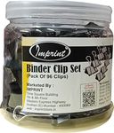 IMPRINT Metal Binder Clips Black Paper Clip 32 25 19 15 MM Binder Clips 24 of each size, Total 96 PC's Stationery Binding Supplies for loose papers, Files, DIY, Office and School Use