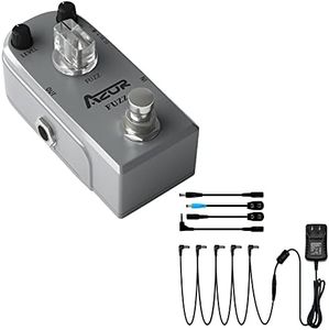 AZOR Pedal Power Supply Adapter with Fuzz Mini Guitar Effect Pedal, Classic Fuzz Pedal True Bypass Aluminium-Alloy AP-303