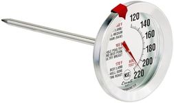 Escali AH1 Stainless Steel Oven Safe Meat Thermometer, Extra Large 2.5-inches Dial, Temperature Labeled for Beef, Poultry, Pork, and Veal Silver NSF Certified