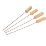 HotLife BBQ Skewers Tandoor for Barbecue, Grill Stainless Steel Stick with Wooden Handle, Pack of 4