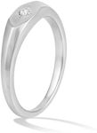 RENAEI Platinum Plated Flat Top Ring for Women with Cubic Zirconia | Size 5