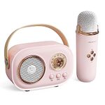 Baolira Karaoke Machine for Adults,Portable Bluetooth Speaker with Wireless Microphone,Mini Karaoke Machine, Birthday Gifts for Women,Portable Cute Bluetooth Speaker,Unique Gift Ideas for Women (Pink)