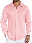 COOFANDY Men's Long Sleeve Wrinkle Free Dress Shirts Stretch Casual Button Up Shirt Pink