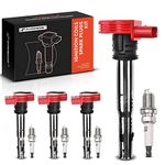 A-Premium Ignition Coils & Spark Plugs Kits Compatible with Audi A4 A5 A6 A7 A8 Quattro Q5 Q7 R8 S4 S5 S6 S8 Porsche Cayenne Panamera Volkswagen 4-PC Set