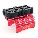 Aluminum RC Motor Heatsink 8.4V 30x30 mm Double RC Motor Cooling Fans for 1/8 RC Car Truck Buggy Crawler 40/ 42mm Brushless Motor Red