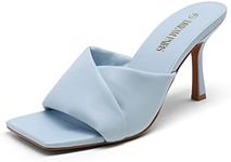 DREAM PAIRS Women’s High Stilettos Heels Mules Open Square Toe Slip On Comfort Sexy Dress Pumps Sandals Evening Party Prom Dance Shoes Baby Blue Size 6.5 SDHS2211W