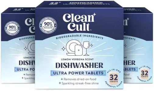 Cleancult Dishwasher Pods, Lemongrass, 96 Pods - 100% Dissolvable Dishwashing Tablets - Made From Coconut Surfactants - Wrapped in Dissolvable Film - Leaves Dishes Clean & Spotless