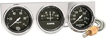 AUTO METER 2395 Autogage Black Oil/Amp/Water Gauge Chrome Console - 2 5/8 - Full Sweep/Mechanical