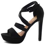 Ollio womens MG-00H106-1 Platforms-sandals Black Size: 9