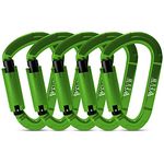 FVW 5 Pack Heavy Duty Climbing Carabiners,25KN UIAA Certified Auto Locking Rock Climbing Carabiners Clips for Hammocks, Swing, Locking Dog Leash and Harness, Camping, Hiking & Utility (Green)