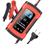 AGARO Car Battery Charger, 12V, 5A, Fully Automatic, Smart Car & Bike Battery Charger & Maintainer, Pulse Repair, LCD Display, Temperature Control, for AGM, Gel, Calcium & Wet Lead-Acid Batteries