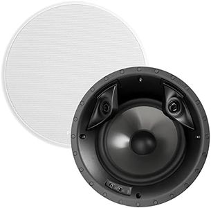 Polk Audio 80F/X-RT in-Ceiling 2-Way Round Surround Speakers - 8" Woofer, Dual 3/4" Tweeters | 100 Watts | Paintable Sheer Grille | White, Pair