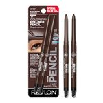 Revlon ColorStay Pencil Eyeliner with Built-in Sharpener, Waterproof, Smudgeproof, Longwearing Eye Makeup with Ultra-Fine Tip, 202 Black Brown, 2 Pack