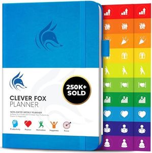 Clever Fox Planner – Undated Weekly & Monthly Planner to Increase Productivity, Time Management and Hit Your Goals – Organizer, Gratitude Journal – Start Anytime, A5, Lasts 1 Year, Sky Blue (Weekly)