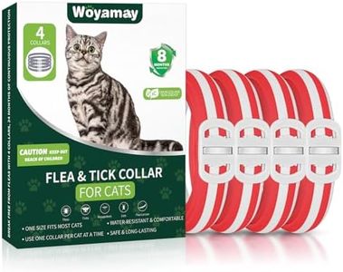 Woyamay 4 Pack Flea Collar for Cats, 32 Months Flea and Tick Prevention for Cats Collar, Flea and Tick Collars for Cats, Waterproof Cat Flea Collar, Adjustable Cat Flea and Tick Collar, Red & White