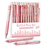 Four Candies 12PCS Gel Pens Set, 0.5mm Black Ink Writing Pens Fine Point for Journaling Note Taking, Aesthetic School Office Supplies Cute Japanese Stationery for Women Men Gifts - Pink