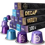 Decaf Italian Variety | 100 Nespresso Compatible Pods | Medium & Dark Roasts | 3 Italian City-Inspired Blends: Arezzo, Firenze, Torino | Aluminium capsules |