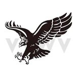 VVWV Flying Eagle Stickers and Decals Exterior for Mahindra Thar Gypsy Hood Bonnet Wall Car Black Medium Size