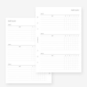 A5 Habit Tracker Planner Insert Agenda Refill for Filofax A5, Kikki K Large, LV GM sized 6 ring agendas, 5.8 x 8.3