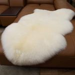 ARTISTIC DECOR Genuine Australian Sheepskin Rug Ivory White Sheep Skin Rugs Single Pelt Natural 2ft X 3ft (60 cm X 91.4 cm) | White Natural Sheep Skin Throw