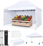 CROWN SHADES 10x15 Pop Up Canopy Tent, Thicken Frame Commercial Heavy Duty Tent,Silver-Coated with 4 Sidewalls 8 Stakes & 4 Sandbags & 4 Ropes, Outdoor Canopies for Events, Parties,White