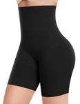 Riseholy Shapewear Shorts for Women Tummy Control Underwear Waist Trainer Body Shaper Anti Chafing Shorts Under Dresses (#a1 Black-Medium Control,Large)