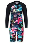 HUAANIUE Girls UPF 50+ UV One Piece Swimwear Kids Bodysuit Beachwear with Ziper Surfing Pink Swimming Children Bathing Costume 4-11 Years(BlackFlower,164/170)