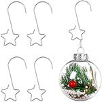 HERZWILD Ball Hangers Pack of 100 Christmas Tree Baubles Hangers Christmas Bauble S Hooks with Star Quick Hangers for Baubles Christmas Tree Baubles Christmas Tree Decoration (Silver/S Hook with Star)