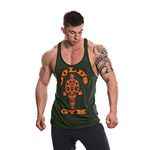 Gold's Gym GGVST003 Men's Muscle Joe Premium Stringer Vest, Army Green Marl/Orange, M