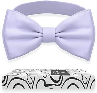 Adam Young Men's Light Purple Bow Tie Pre-Tied Style Formal Satin Classic Bowtie for Tuxedo Faux Silk (Large, Lavender-Iris)